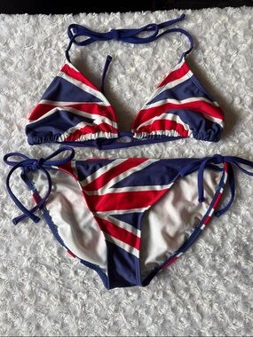 British  Flag-Print Triangle Bikini